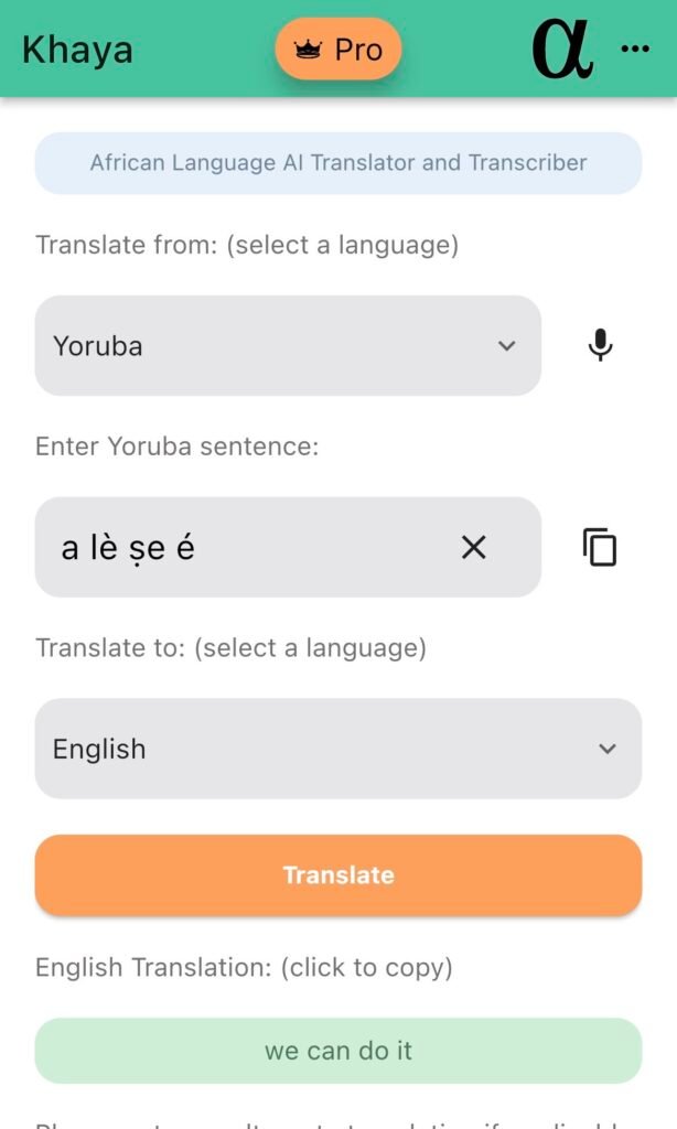 Khaya translating Yoruba