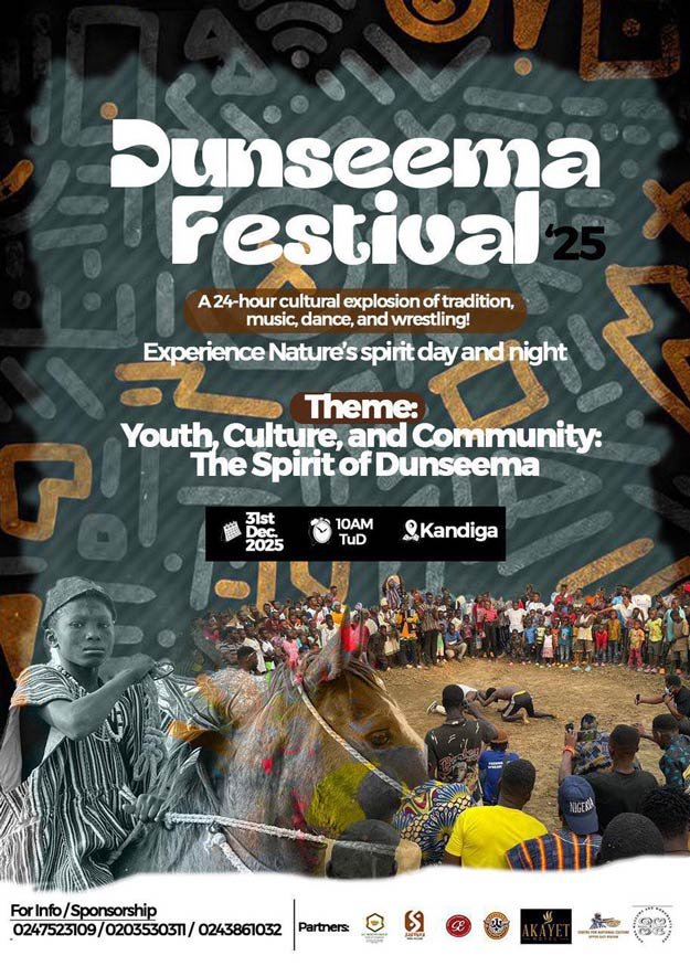 Traditional wrestling and crowd at Dunseema Festival in Kandiga, Ghana 2025