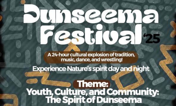 Traditional wrestling and crowd at Dunseema Festival in Kandiga, Ghana 2025