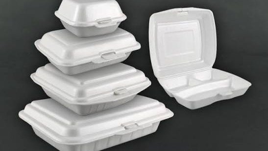 Polystyrene (Styrofoam) food containers of the kind covered by the January 2027 ban