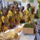 Pupils view crops at a CSIR exhibition stall