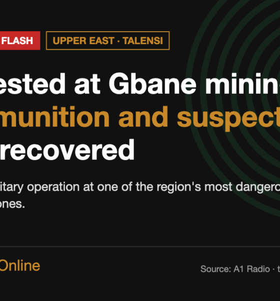 Savanna News Flash card: 16 arrested at Gbane mining site, ammunition and suspected drugs recovered