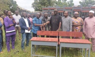 Officials hand over mono-desks at Gwollu, Sissala West