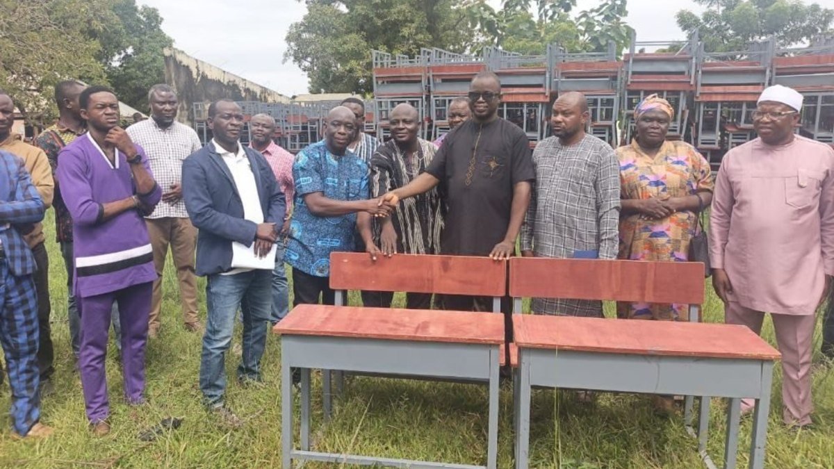 Officials hand over mono-desks at Gwollu, Sissala West